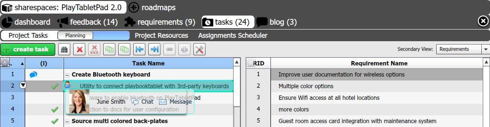 tasks view